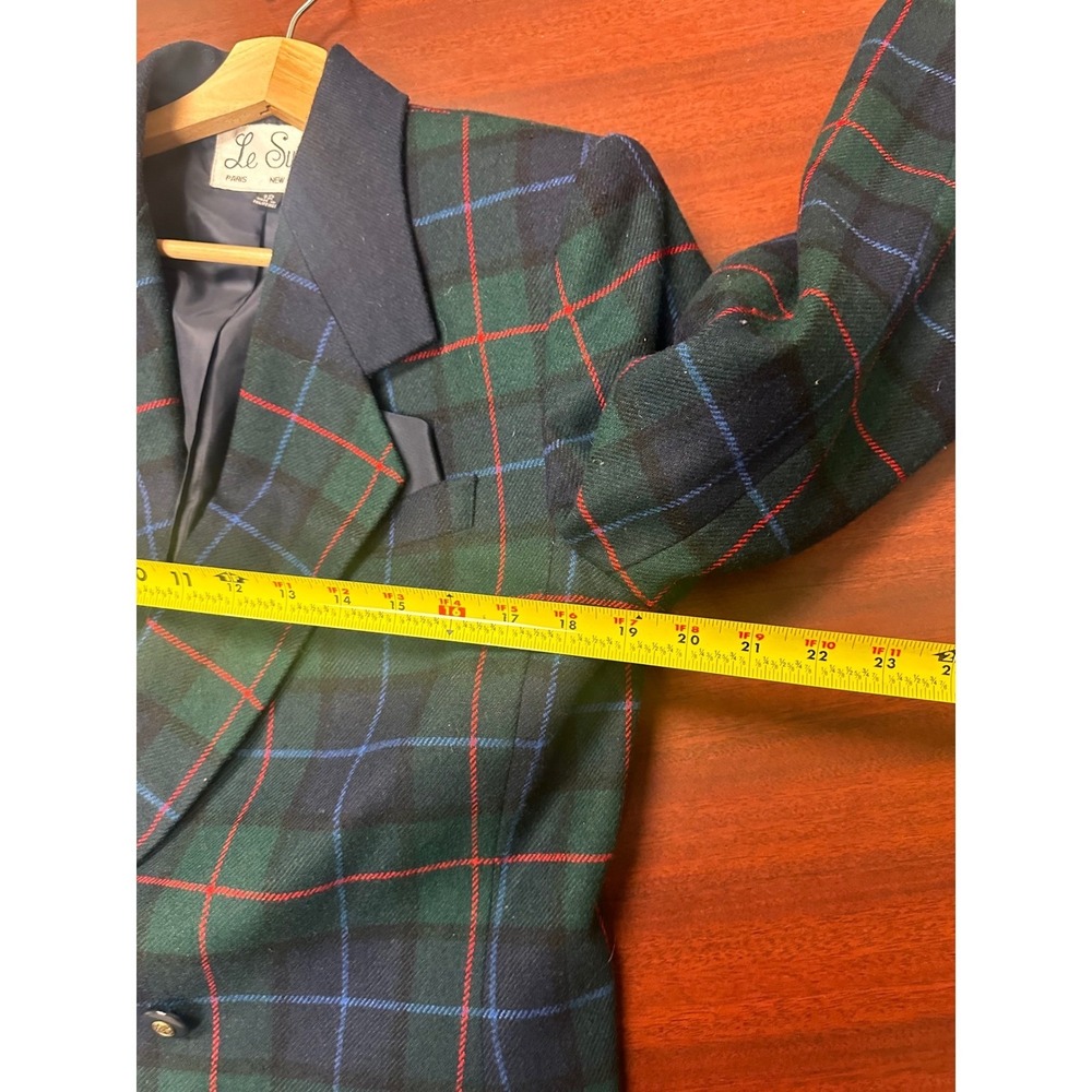 Le Suit Plaid Blazer Double‎ Breasted Womens Size 12 Wool Acrylic Blend Business - Picture 7 of 10